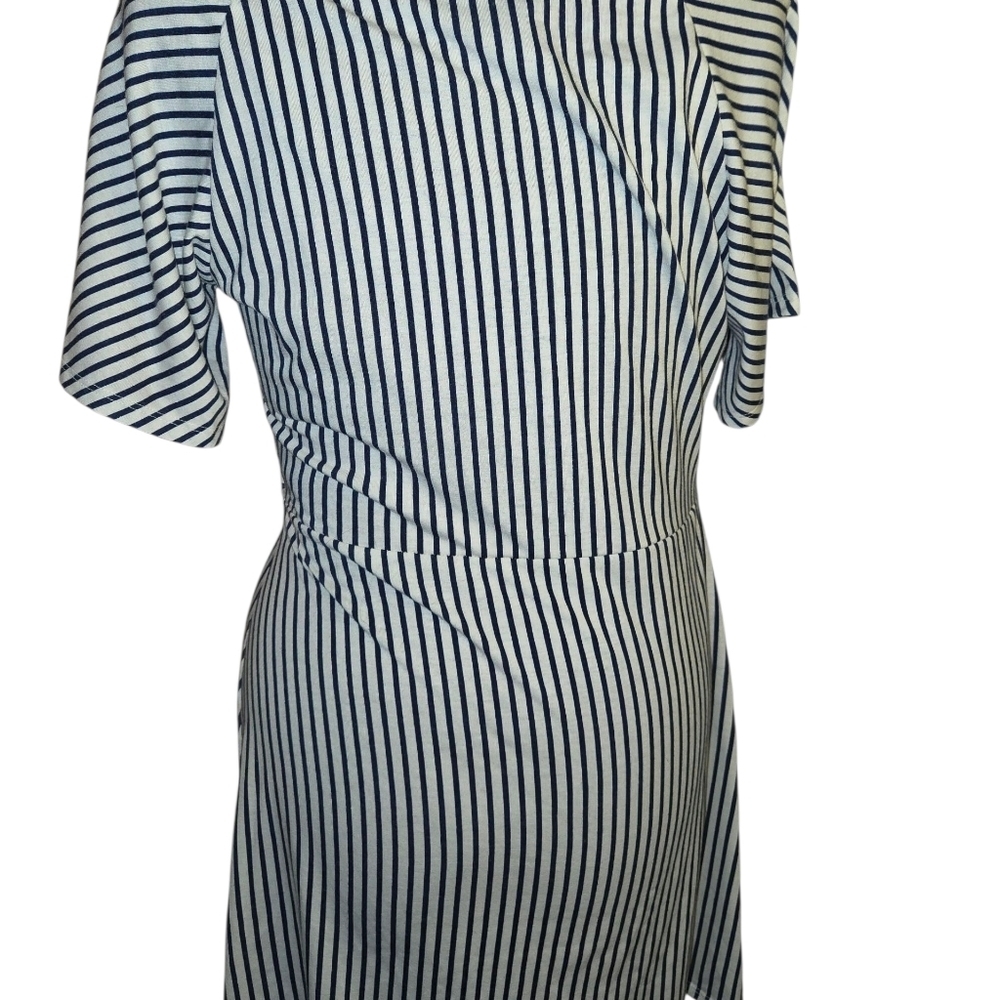 Black and White Striped Sinched At The Waist Dress - Picture 2 of 6
